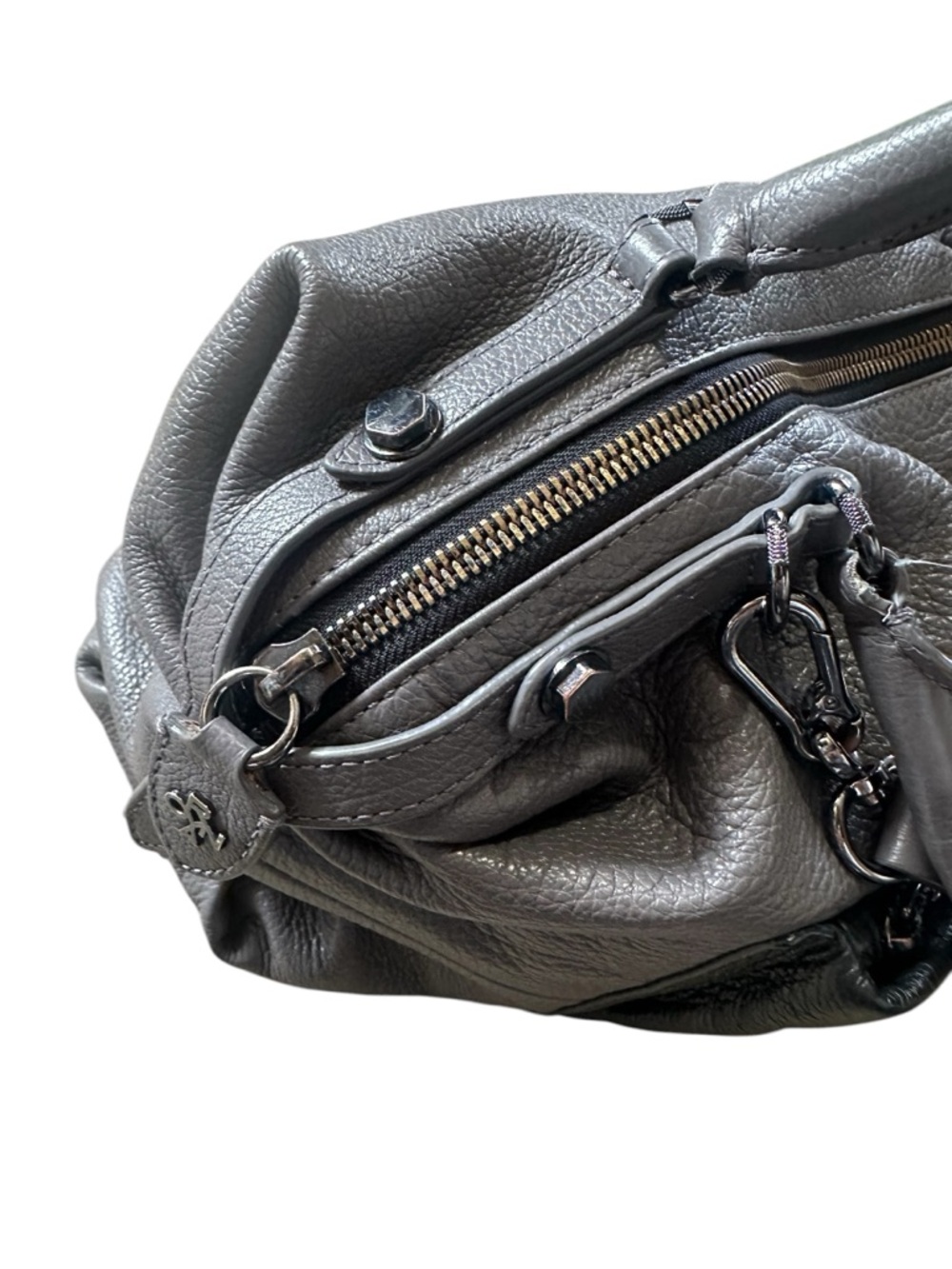 OrYany Leather Hobo Bag Dual Handles Crossbody Shoulder Strap Gray & Black - Picture 4 of 11